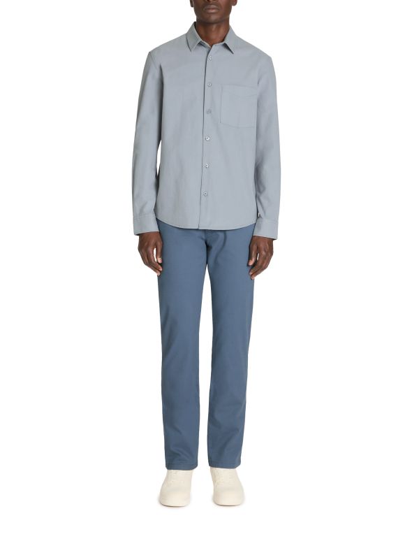 Pantalon straight coton stretch - bleu