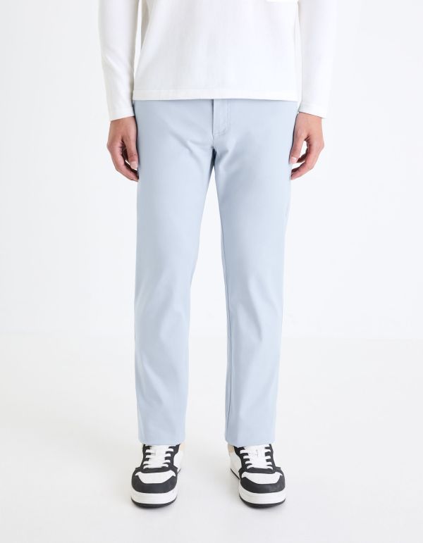 Pantalon chino straight coton stretch - bleu ciel