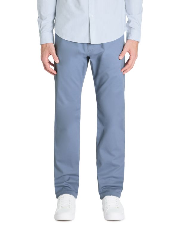 Pantalon straight en coton stretch - bleu clair