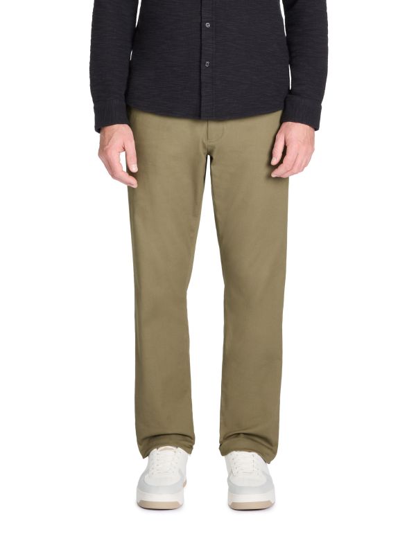 Pantalon chino straight coton stretch - marron