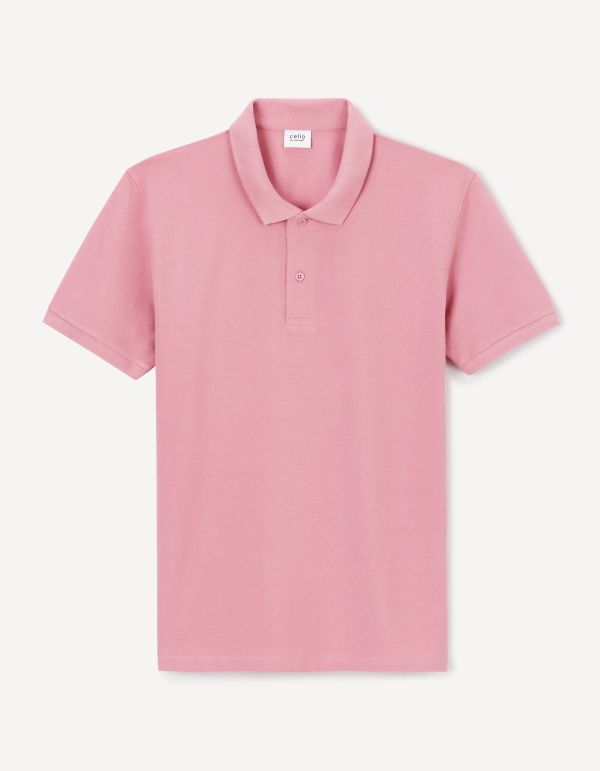 Polo piqué straight en coton - rose foncé