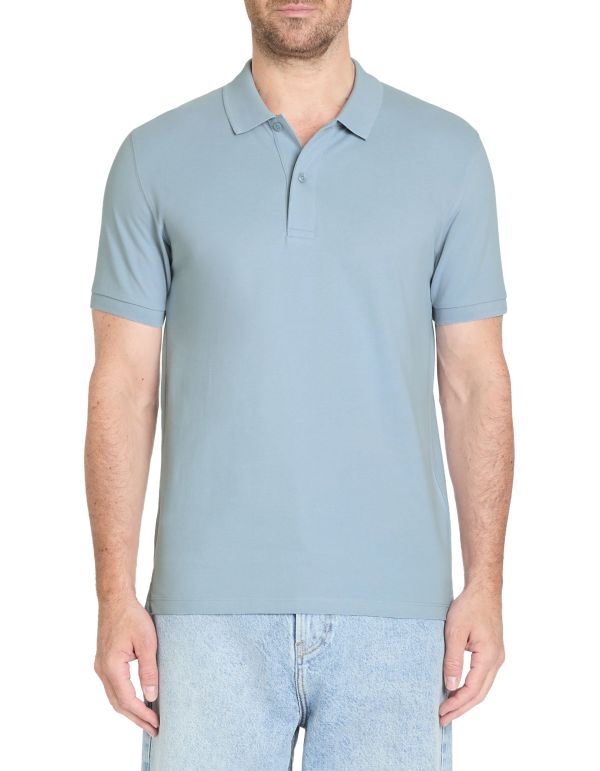 Polo straight piqué en coton - bleu