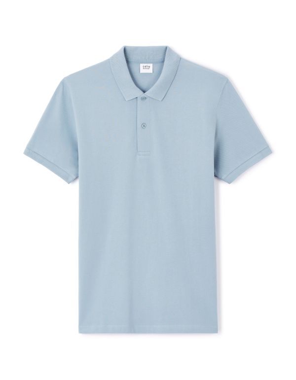 Polo straight piqué en coton - bleu