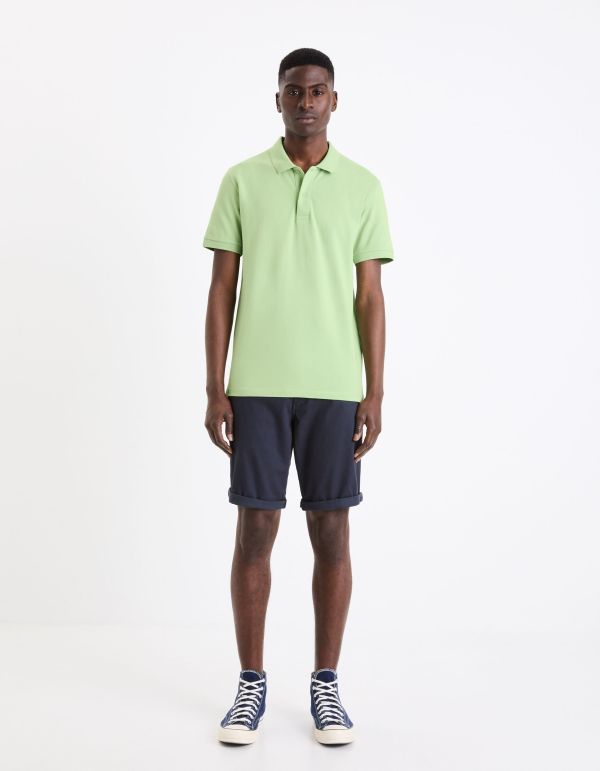 Polo piqué straight en coton - vert fluo