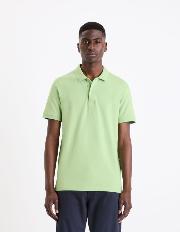 Polo piqué straight en coton - vert fluo