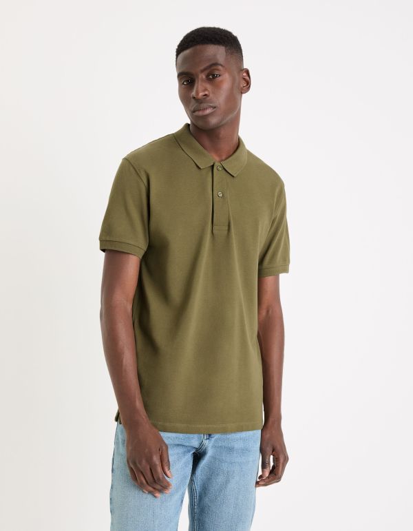 Polo piqué 100% coton - kaki foncé