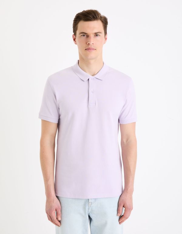 Polo piqué en coton - lilas