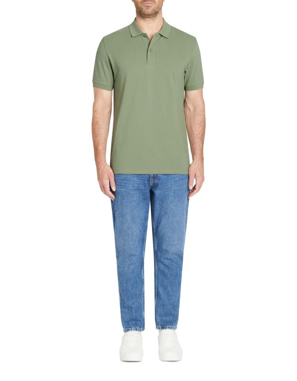 Polo straight piqué en coton - kaki