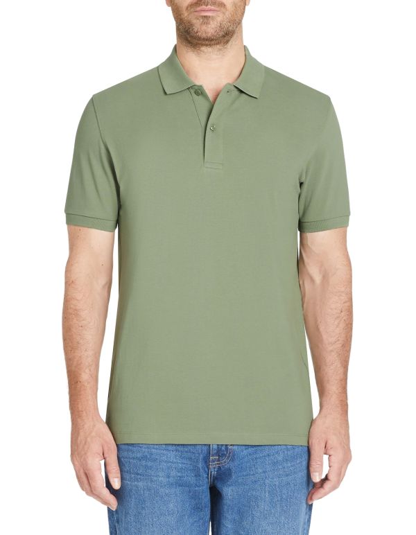 Polo straight piqué en coton - kaki