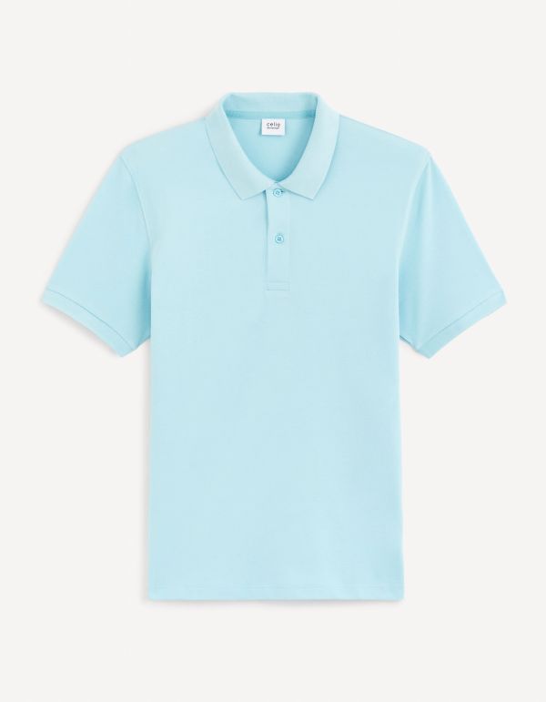 Polo piqué en coton - bleu ciel