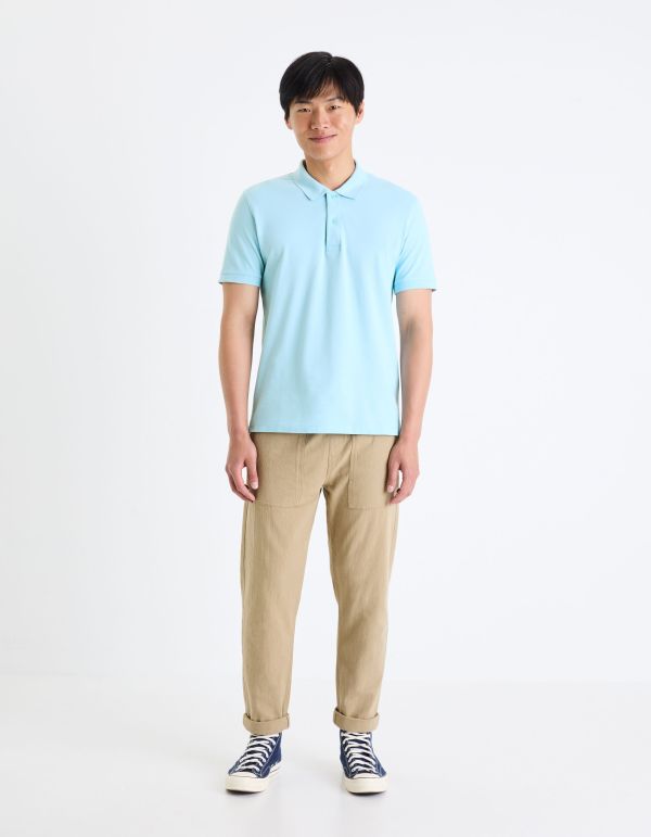 Polo piqué en coton - bleu ciel