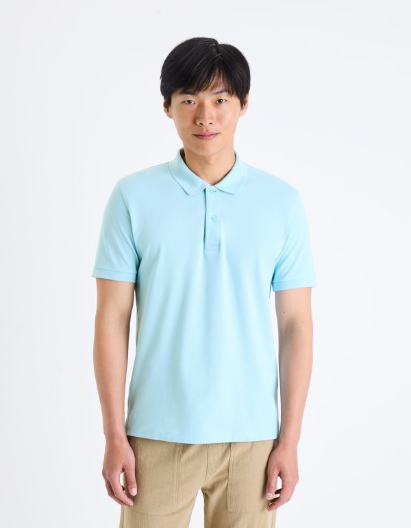 Polo piqué en coton - bleu ciel