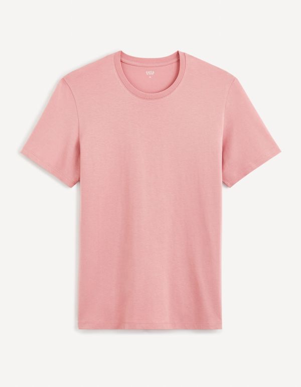 T-shirt straight col rond 100% coton - rose