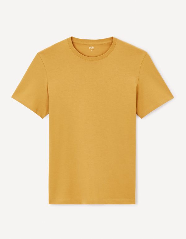 T-shirt straight col rond 100% coton - jaune