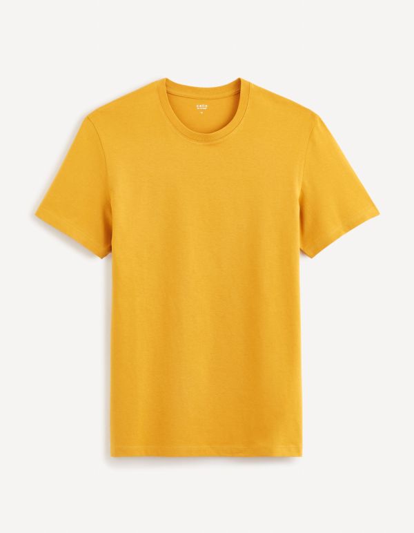 T-shirt col rond 100% coton - jaune