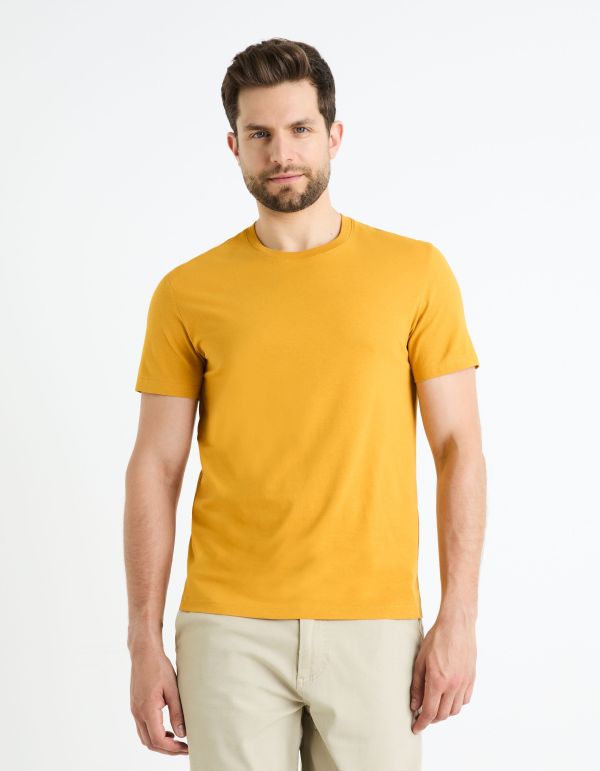 T-shirt col rond 100% coton - jaune