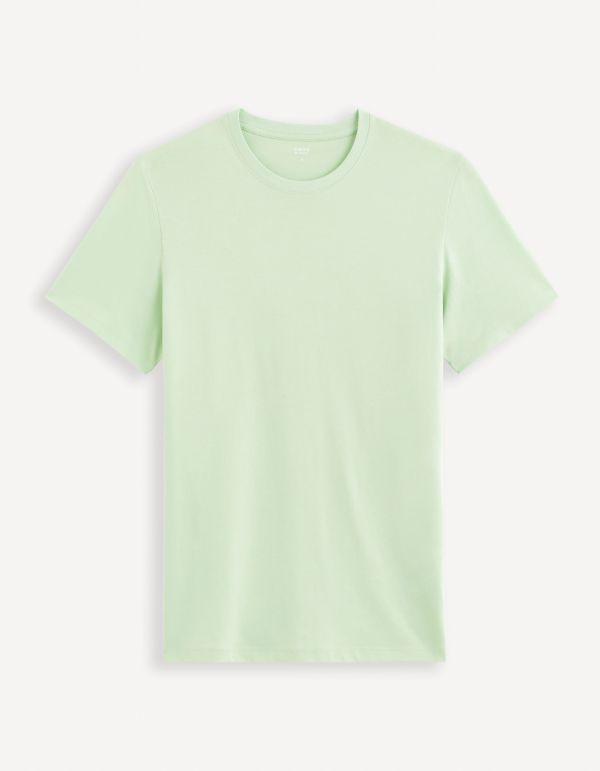T-shirt col rond en coton - vert