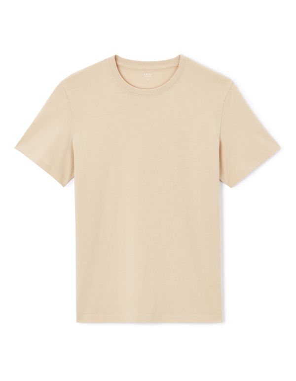 T-shirt straight col rond 100% coton - beige