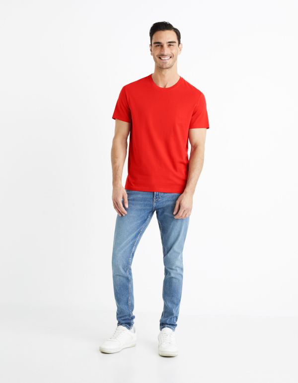 T-shirt col rond 100% coton - rouge