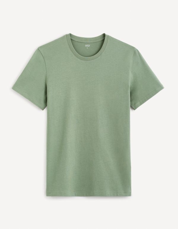 T-shirt straight col rond 100% coton - vert