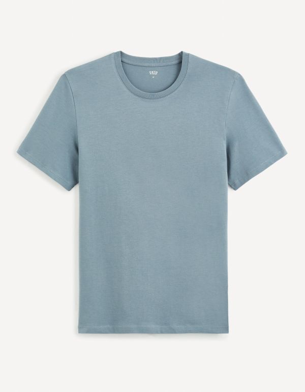 T-shirt col rond 100% coton - bleu