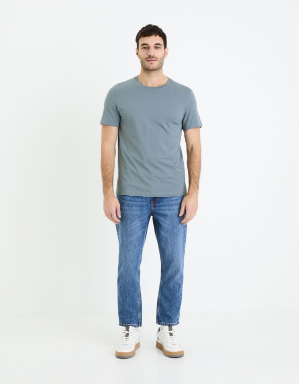 T-shirt col rond 100% coton - bleu