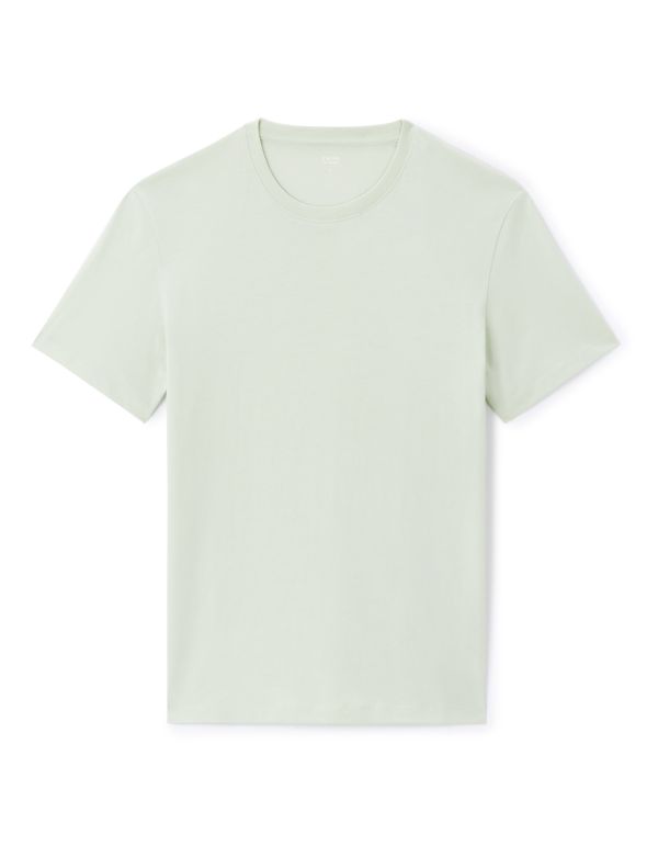 T-shirt straight col rond 100% coton - vert
