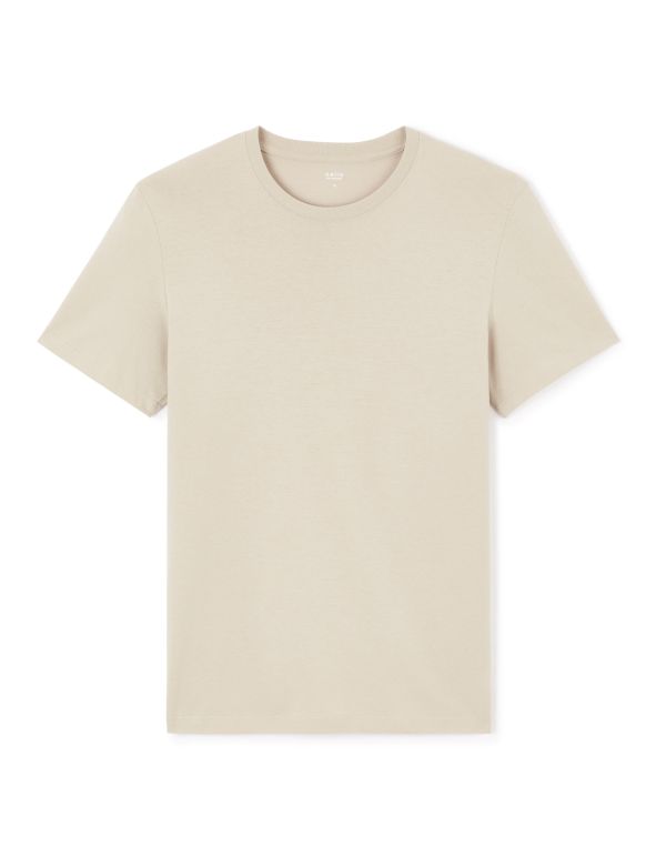 T-shirt straight col rond 100% coton - beige