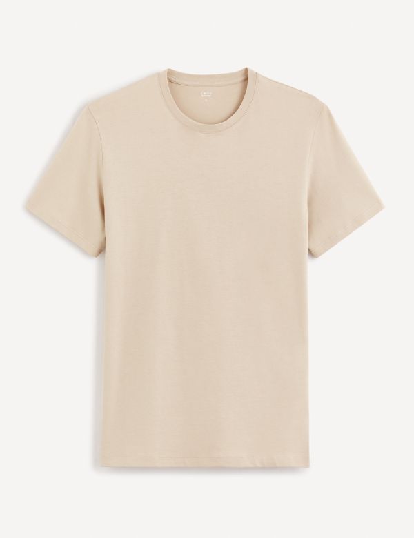 T-shirt col rond en coton - taupe