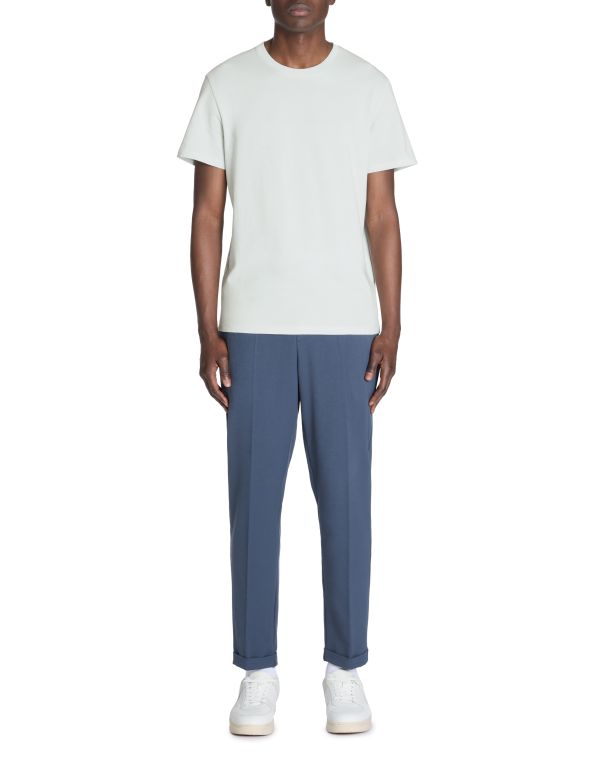 T-shirt straight col rond 100% coton - bleu