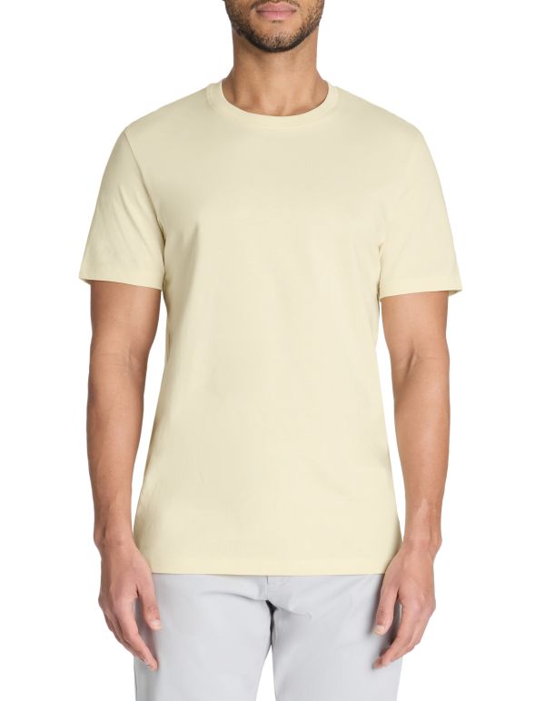 T-shirt straight col rond 100% coton - jaune