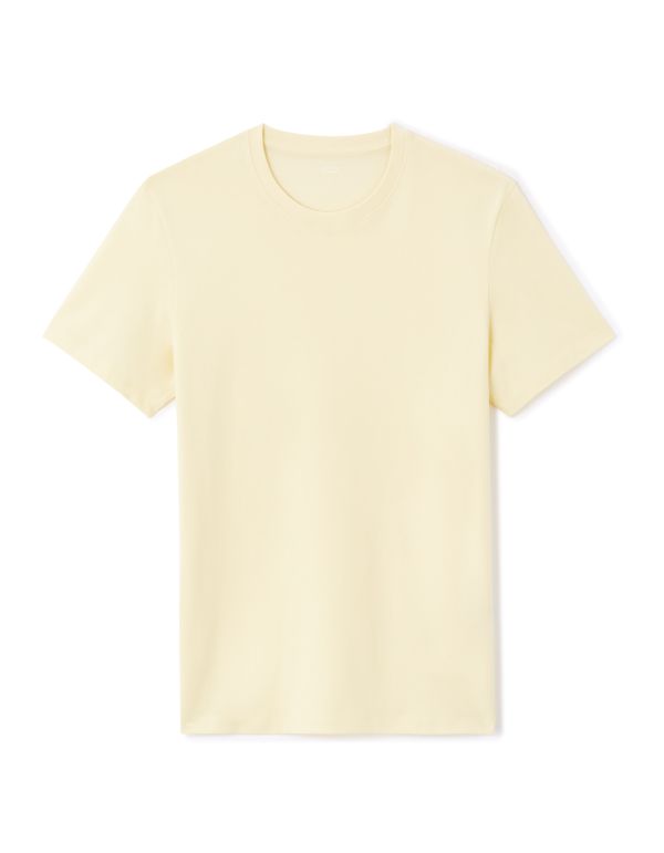 T-shirt straight col rond 100% coton - jaune