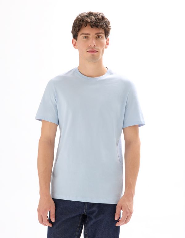 T-shirt regular col rond 100% coton - bleu