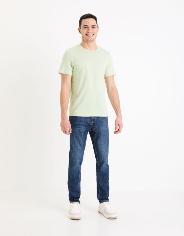 T-shirt straight col rond 100% coton - vert