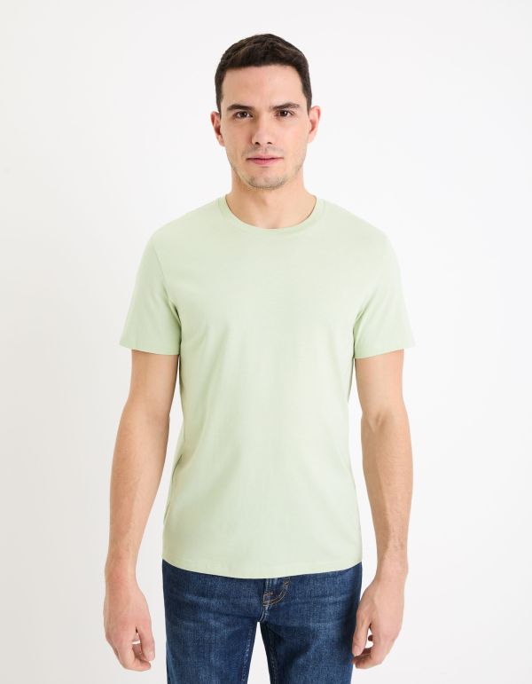 T-shirt straight col rond 100% coton - vert