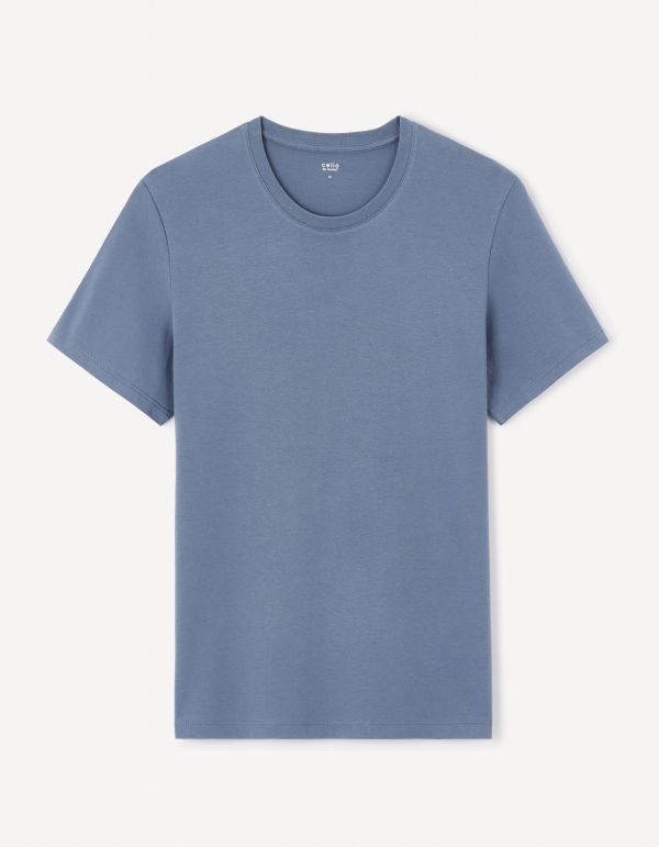 T-shirt straight col rond 100% coton - gris