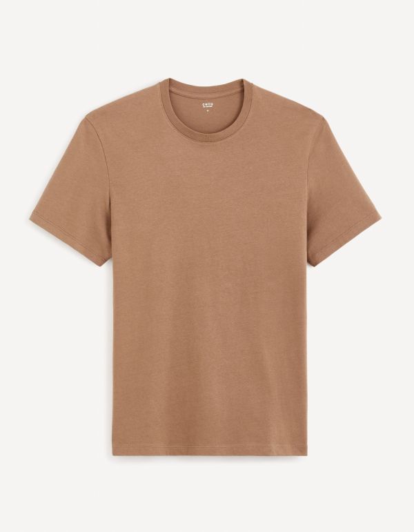 T-shirt col rond 100% coton - taupe