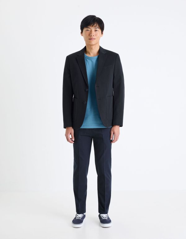 T-shirt à col rond boxy en coton - bleu