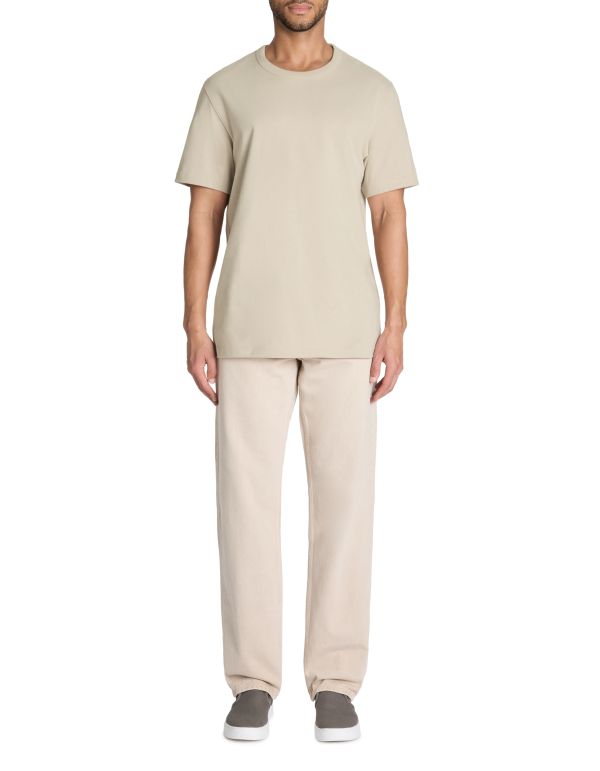 T-shirt boxy col rond 100% coton - beige