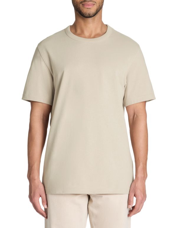 T-shirt boxy col rond 100% coton - beige