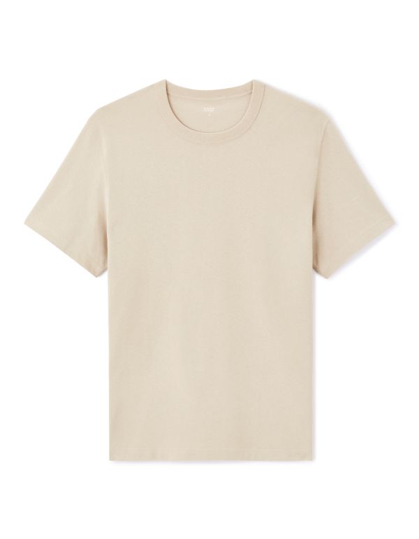 T-shirt boxy col rond 100% coton - beige