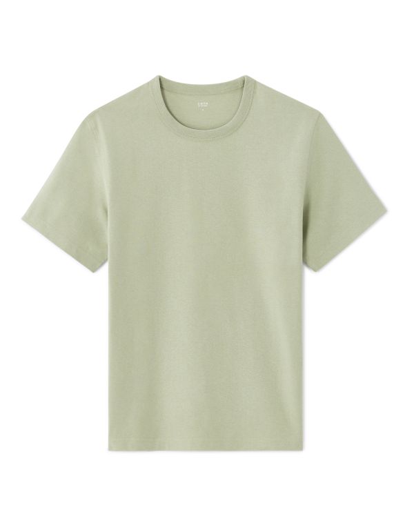 T-shirt boxy col rond 100% coton - vert