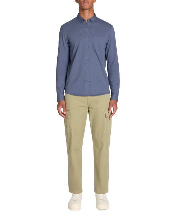 Chemise regular en piqué de coton - bleu