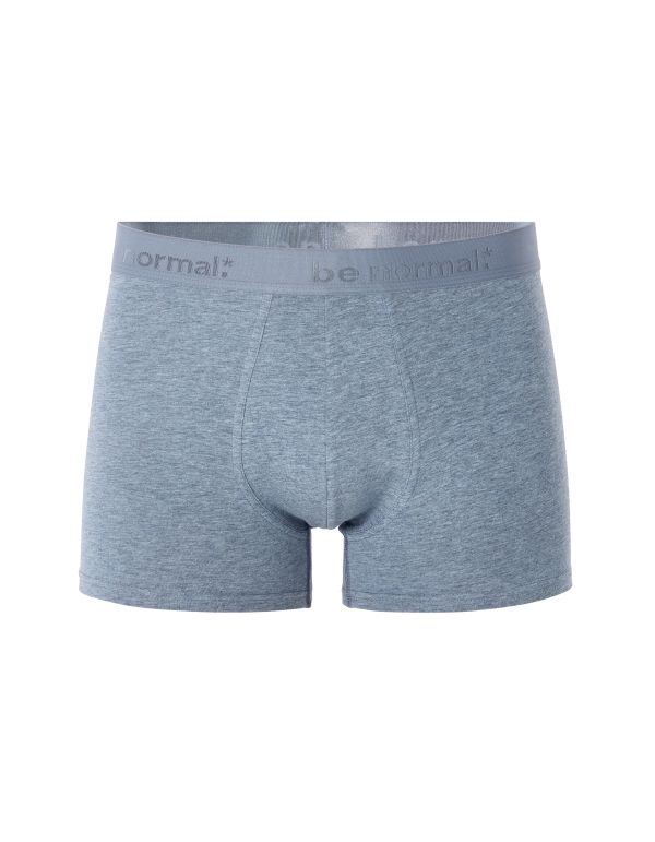 Boxer en coton stretch uni - bleu chiné