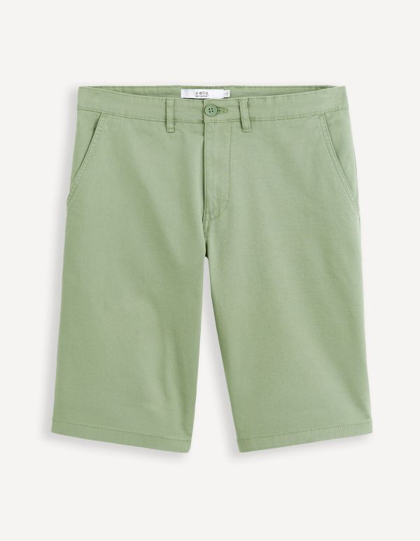 Bermuda chino uni en coton stretch - vert