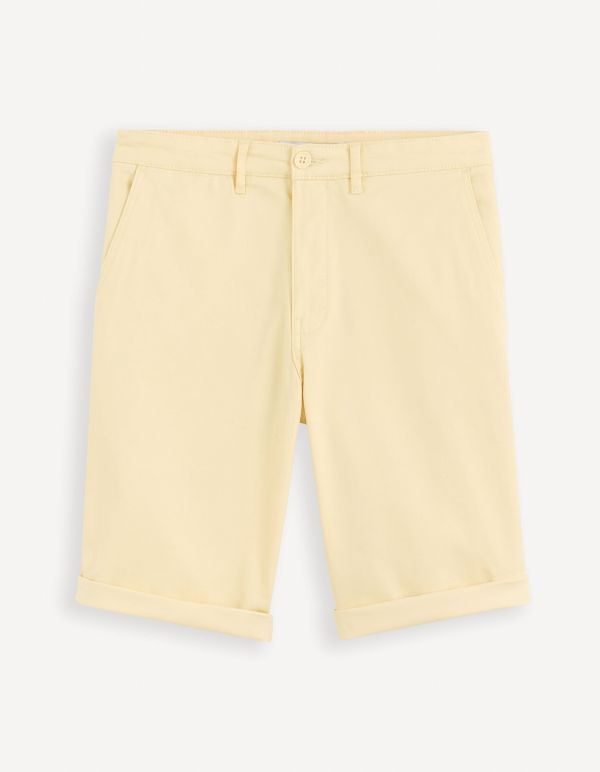 Bermuda chino uni coton stretch - jaune clair