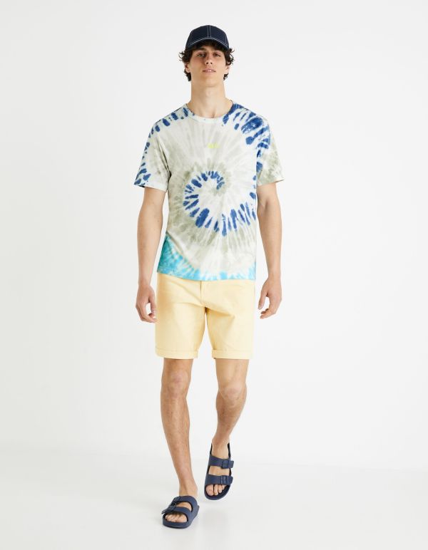 Bermuda chino uni coton stretch - jaune clair