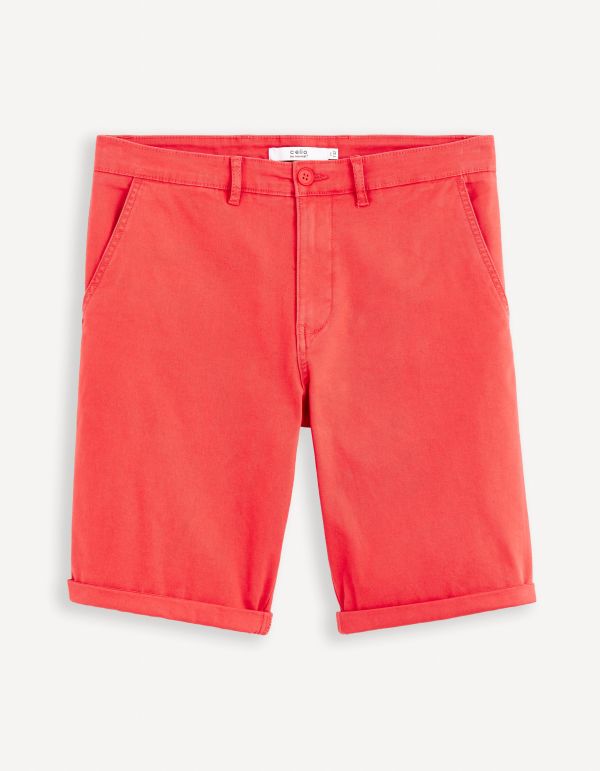 Bermuda chino uni en coton stretch - rouge