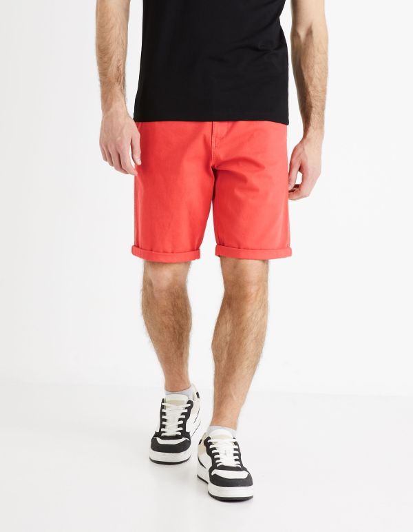 Bermuda chino uni en coton stretch - rouge