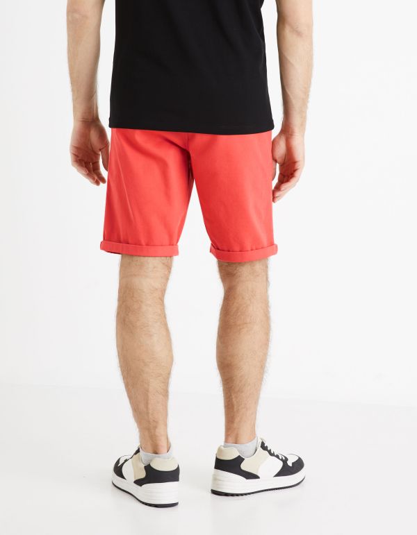 Bermuda chino uni en coton stretch - rouge
